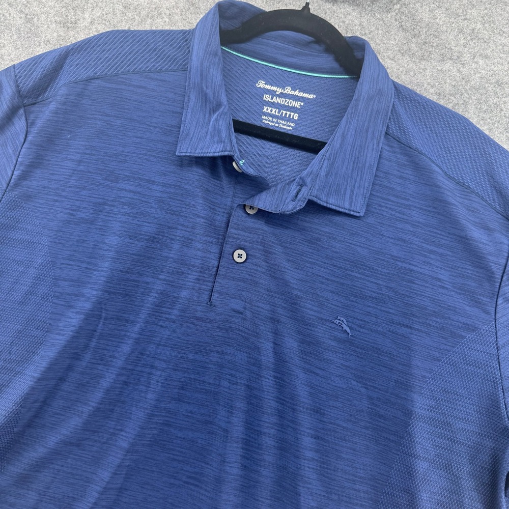 Tommy Bahama‎ Polo Mens XXXL Blue IslandZone Space Dye Performance Shirt